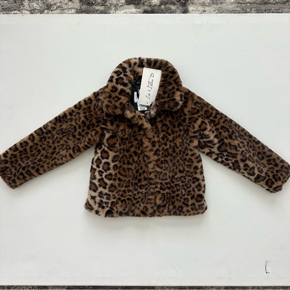 Leopard Print Faux Fur Kids Jacket Size 5 - Picture 8 of 13